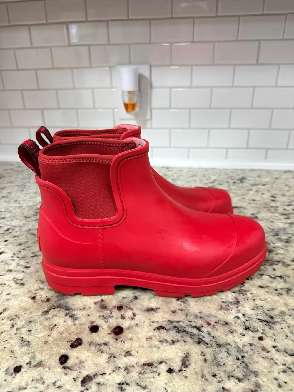 UGG Red Waterproof Chelsea Short Rain Boots